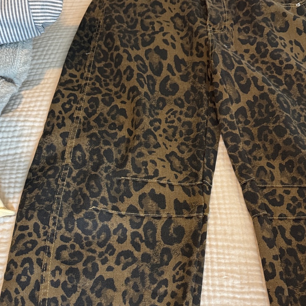 Boutique Brand Leopard Print Barrel Jeans View 3